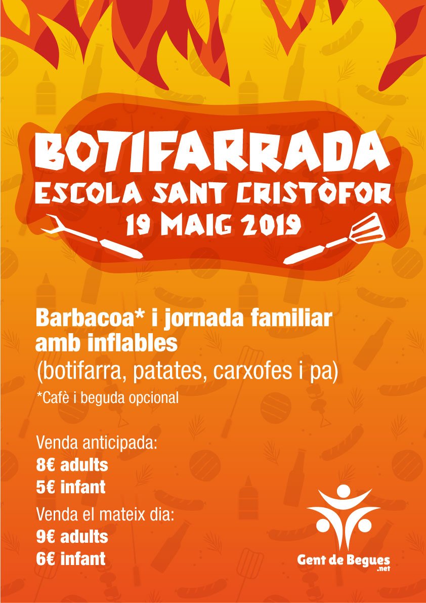 Cartel para botifarrada Escola Sant Critsòfor. Begues.