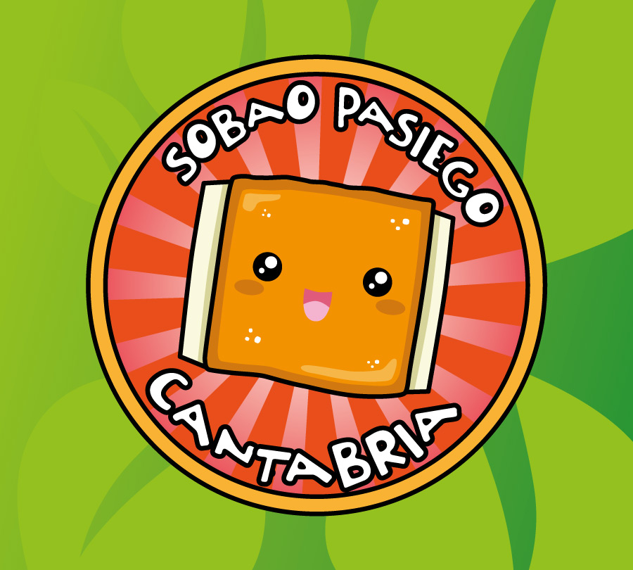 Diseño de chapa con un sobao Kawaii para promocionar Cantabria.