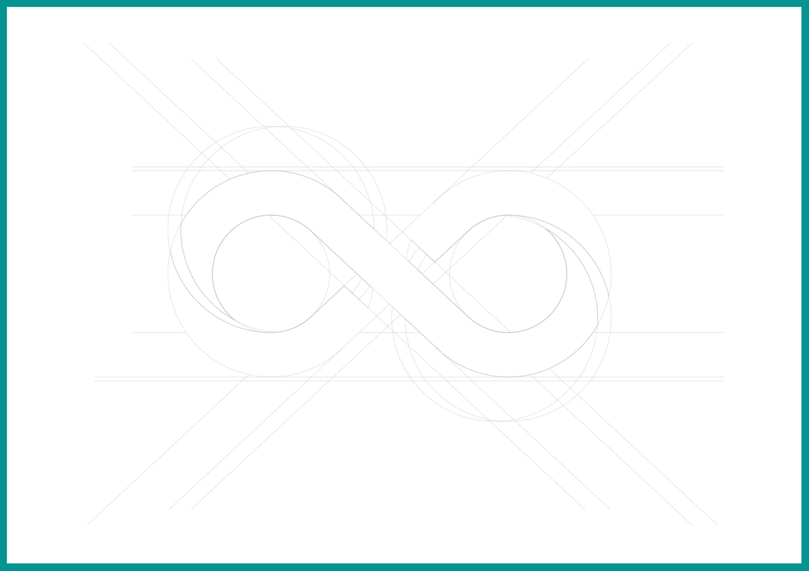 Proceso de creación de logotipo Animus en dibujo técnico trazado. Solo líneas, sin relleno de color.