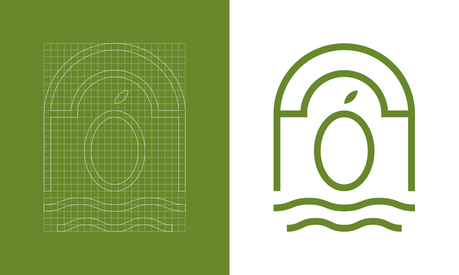 Verdeluz 4 Construcción geométrica del logotipo de Verdeluz sobre retícula