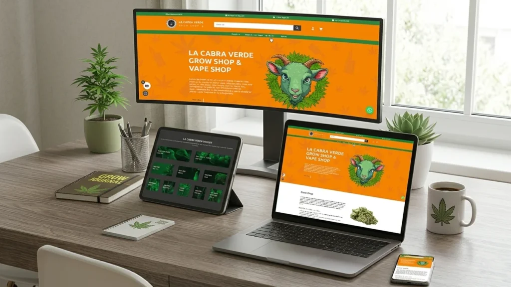 Mockup profesional que muestra el diseño web a medida y la estructura SEO para el eCommerce La Cabra Verde en Úbeda (Jaén).